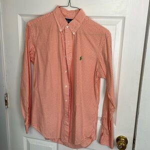 Polo Ralph Lauren Orange/ White Check Button Down Medium